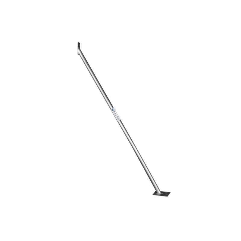 Bauzaun Stützstrebe mit kleiner Platte - Verankerung mit Erdnägeln