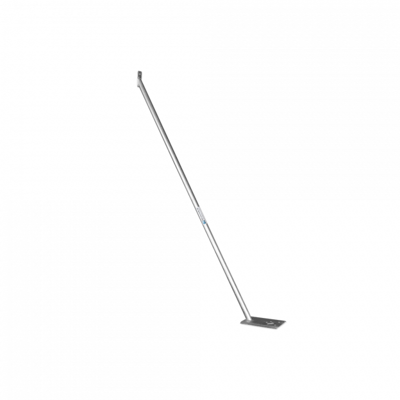 Bauzaunstützstrebe mit großer Platte - Verankerung mit Erdspieß