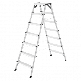 Hailo D60 StandardLine Doppelstufenleiter mit rutschsicheren geriffelten 2x7 Stufen