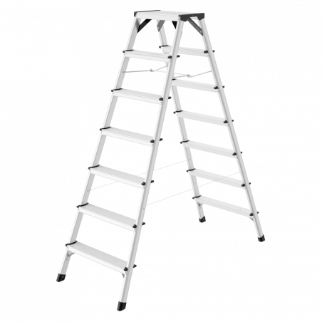 Hailo D60 StandardLine Doppelstufenleiter mit rutschsicheren geriffelten 2x7 Stufen